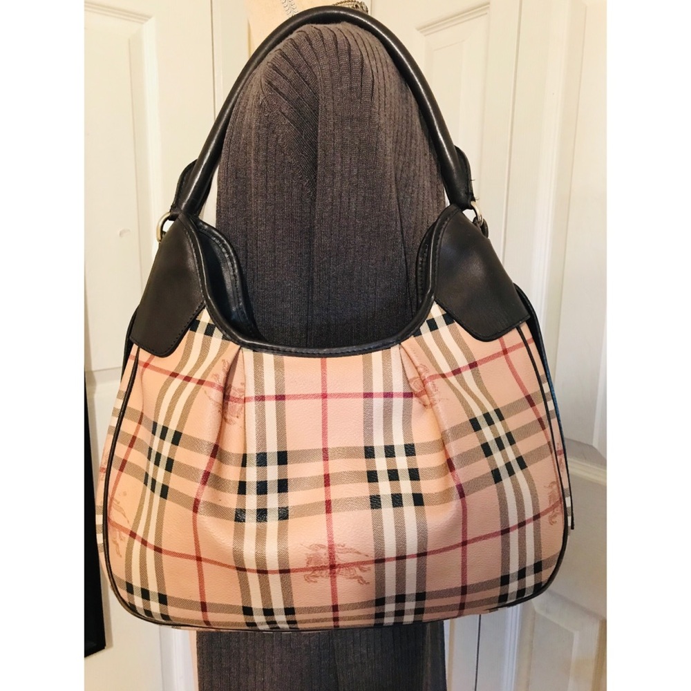 BURBERRY Haymarket Hobo Handbag